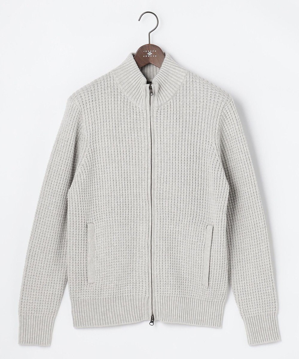 JOSEPH ABBOUD 【キングサイズ・3シーズン活躍する綿ブレンド】コットンアクリルバルキー ジップニット ブルゾン 