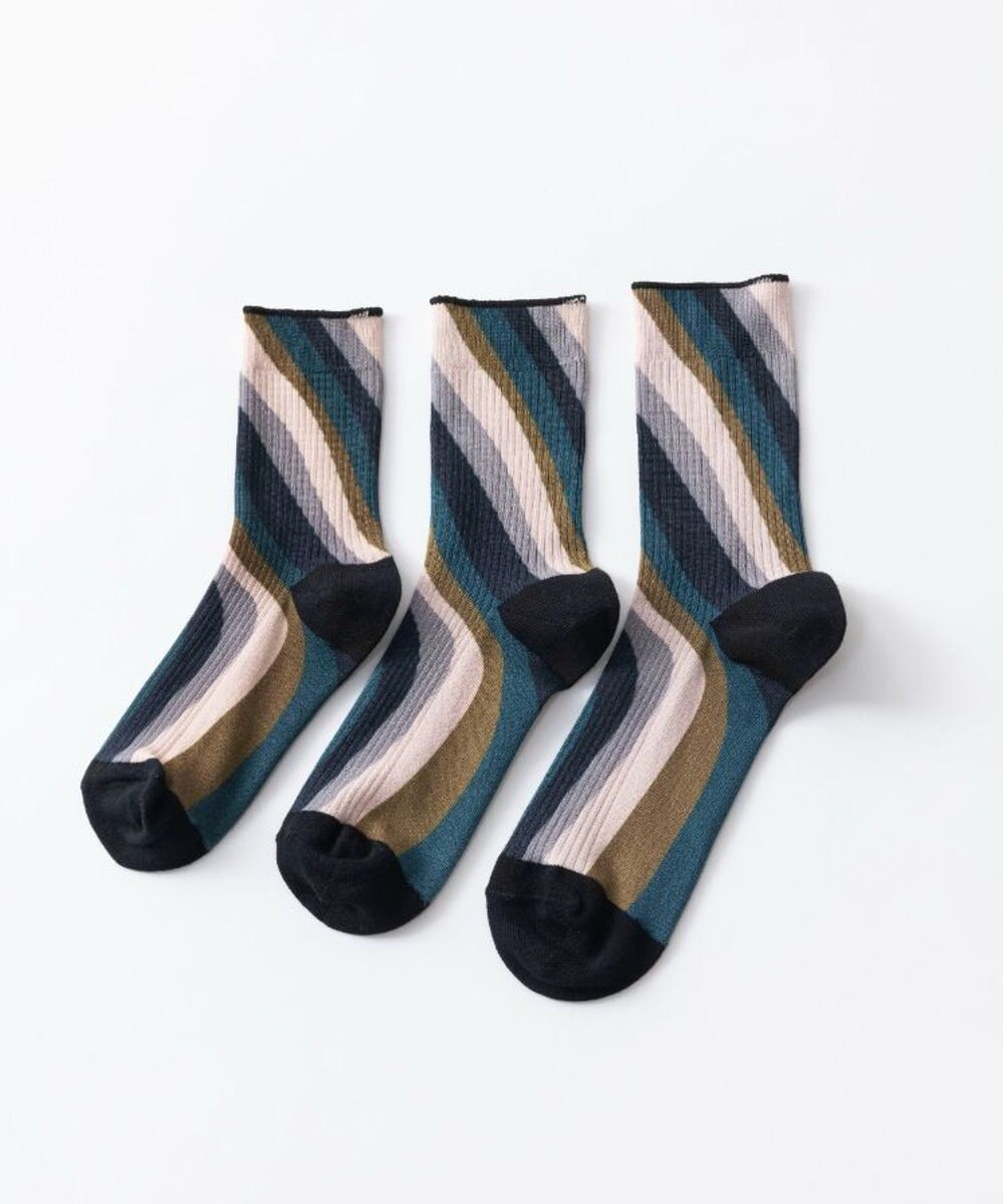 TRICOTE TWIST STRIPE LINK SOCKS／歪みストライプリンクソックス 