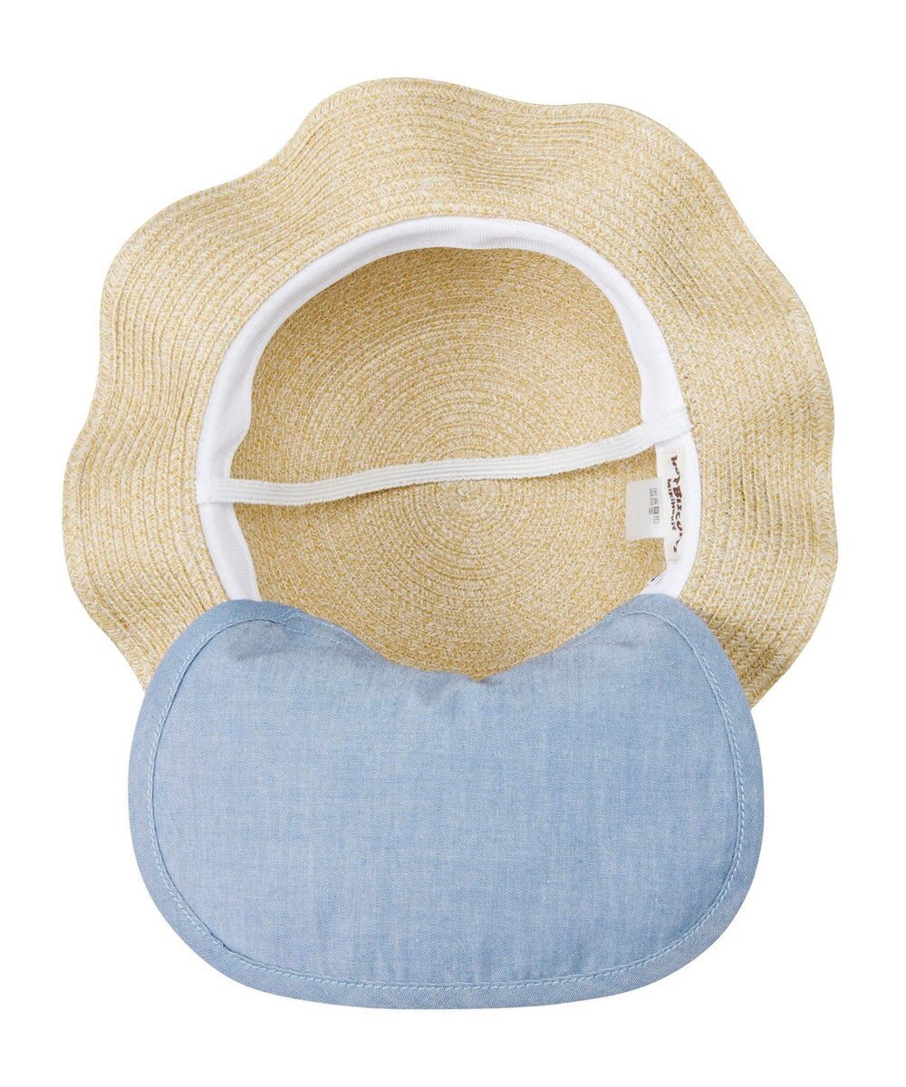 MIKI HOUSE HOT BISCUITS 【48-54cm】 麦わら風 リボン付きハット 