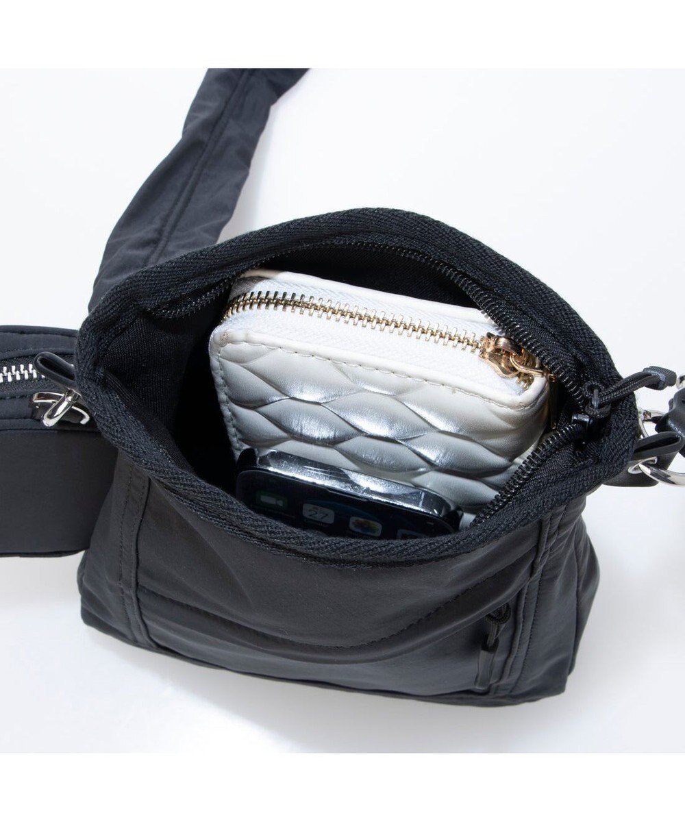 UNBILLION カシュカシュ cachecache / ミニポーチ付きギャザーショルダーナイロンバッグ 