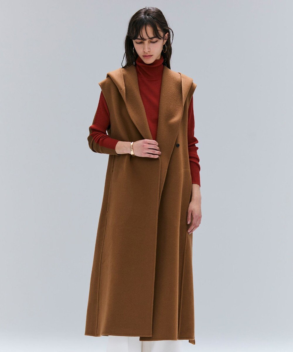 BEIGE， LEMOORE / ウールリバーフード付きロングジレ 