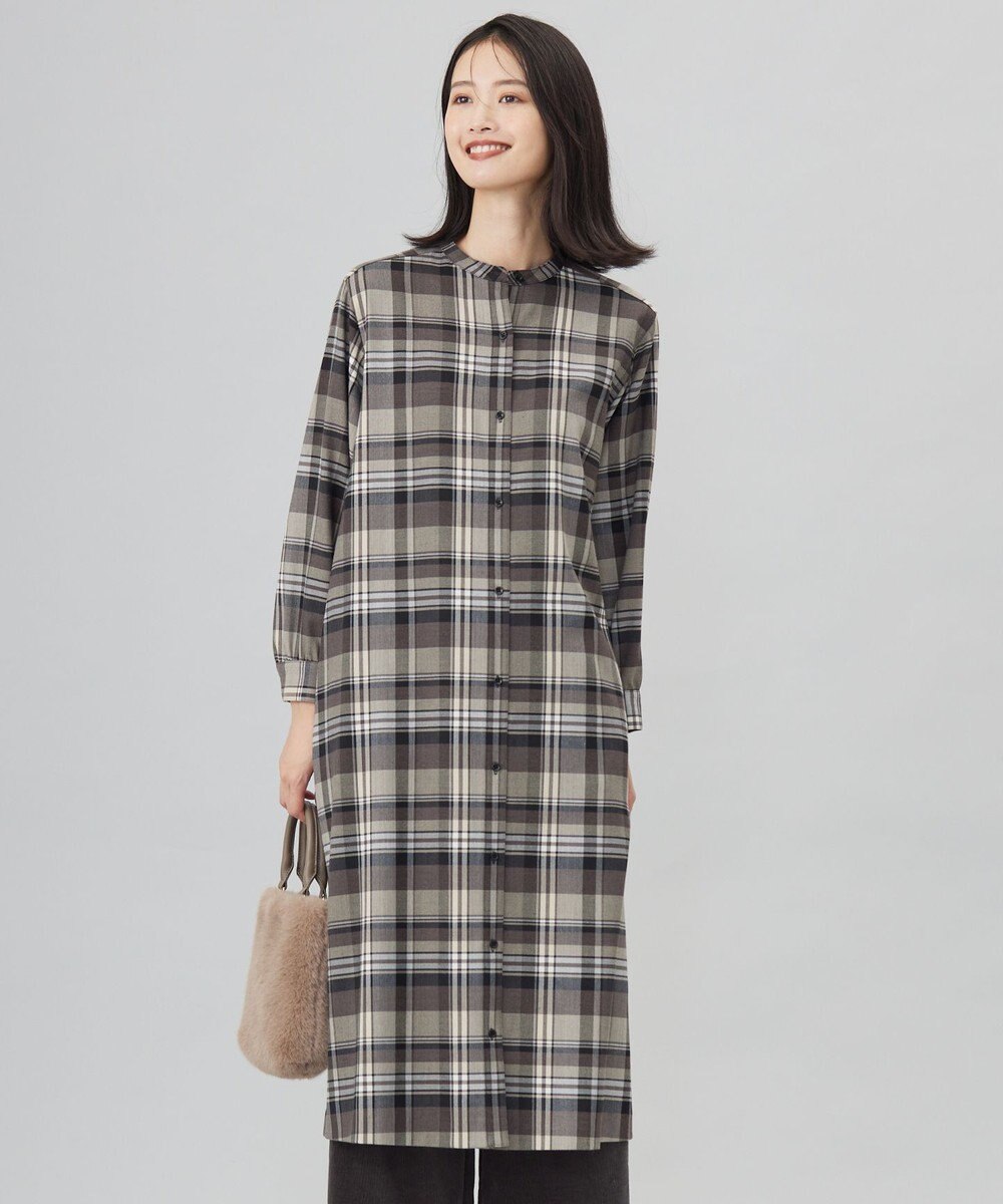 J.PRESS LADIES L 【洗える】テトロンレーヨン/ウール milledタータン ワンピース 