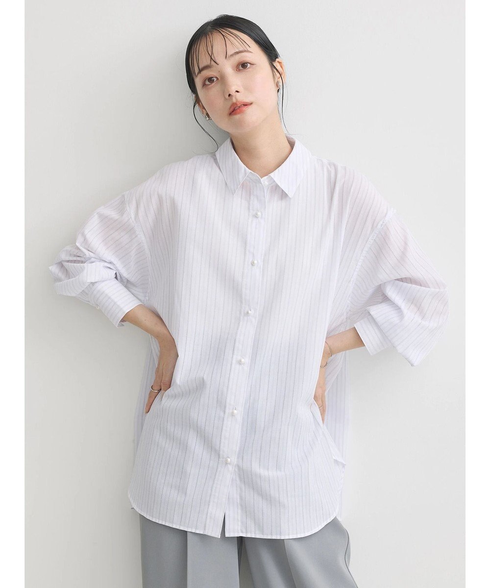 earth music&ecology パールボタンオーバーシャツ 