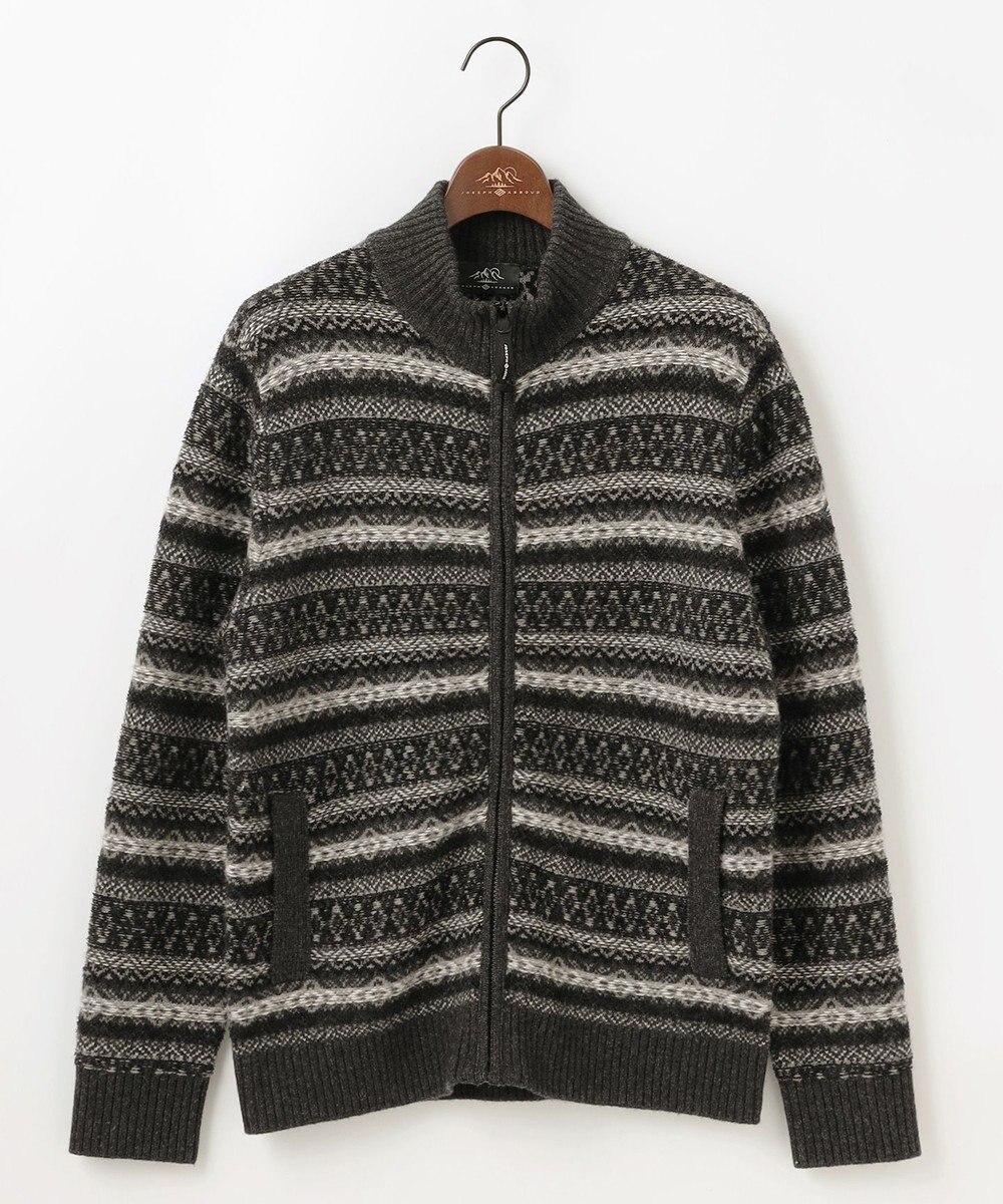 JOSEPH ABBOUD MOUNTAIN 【軽量/ソフト】ラム×モールジャカード ニットブルゾン 