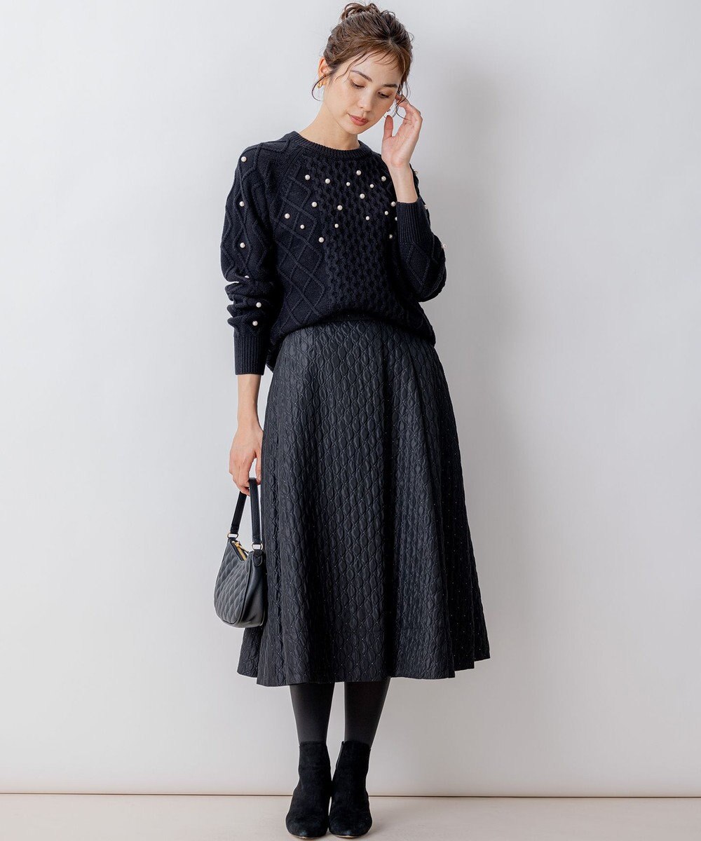 組曲 【WEB限定】パール釦ケーブル ニット 