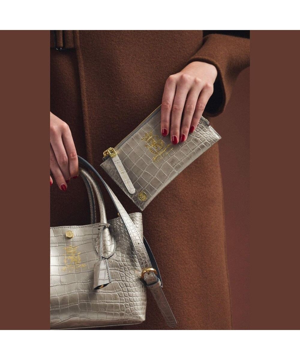 A.D.M.J. 【牛革】クロコ型押しオーガナイザーパース 