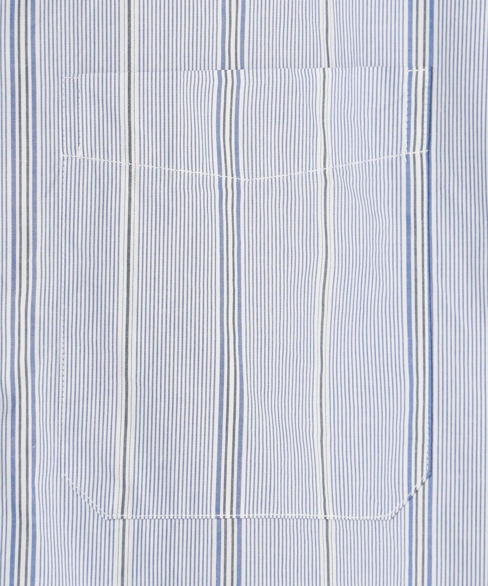 JOSEPH ABBOUD 【シルクブレンド】シルクコットンストライプバンドカラー シャツ 