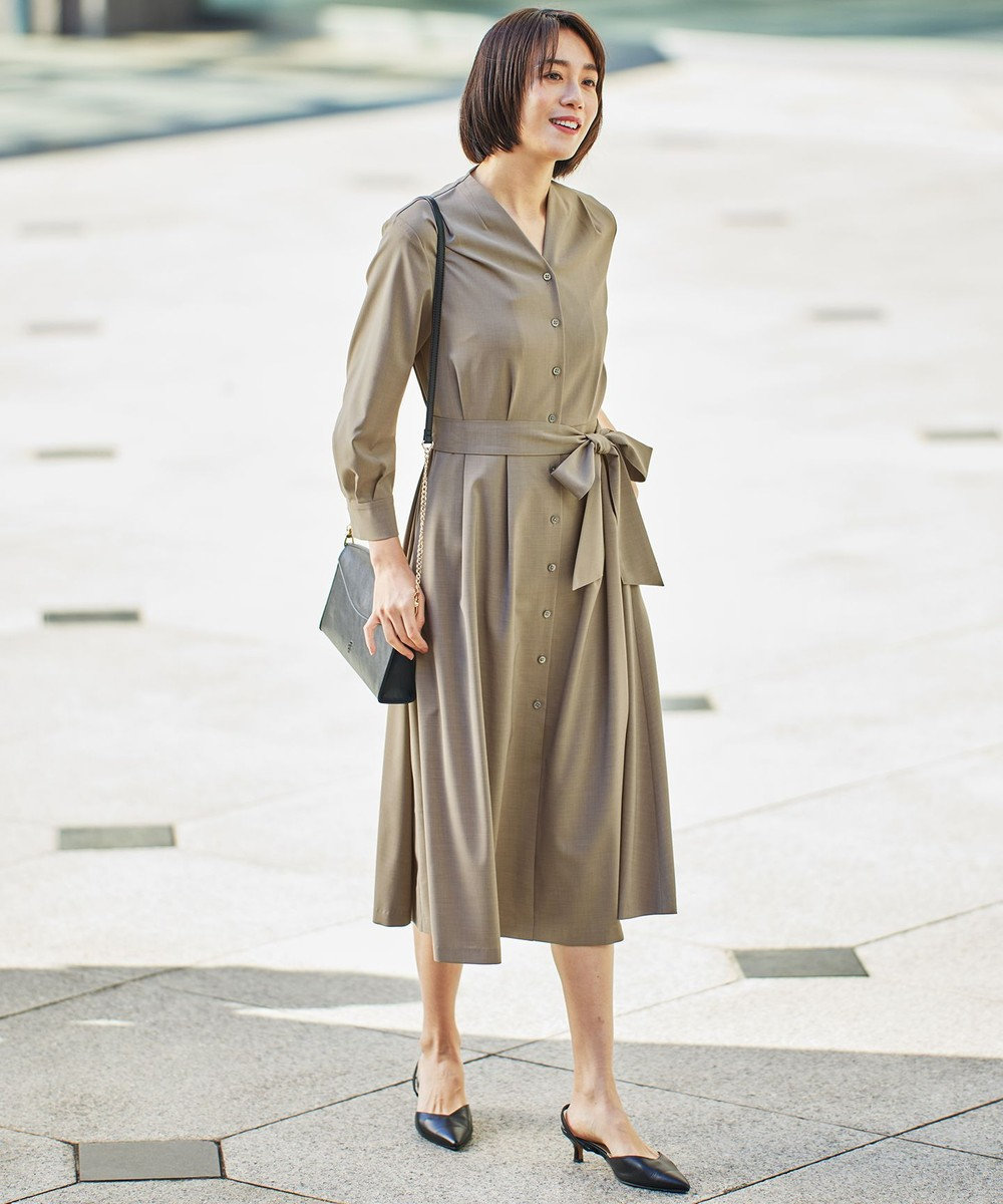 自由区 L 【接触冷感・UVカット・吸水速乾・洗える】ドライタッチファンクショナル ワンピース 