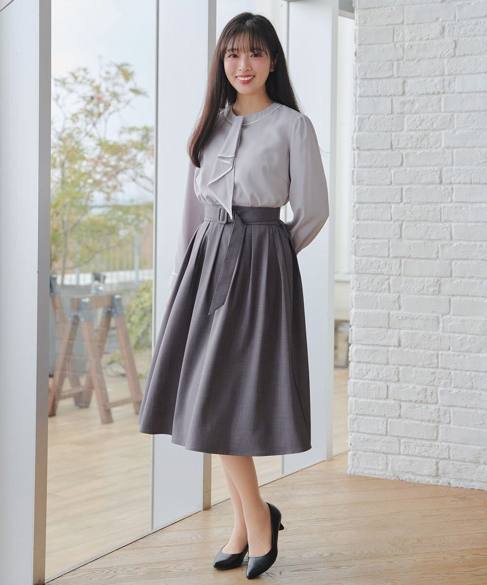 Tiaclasse L ベルト付きフレアスカート 