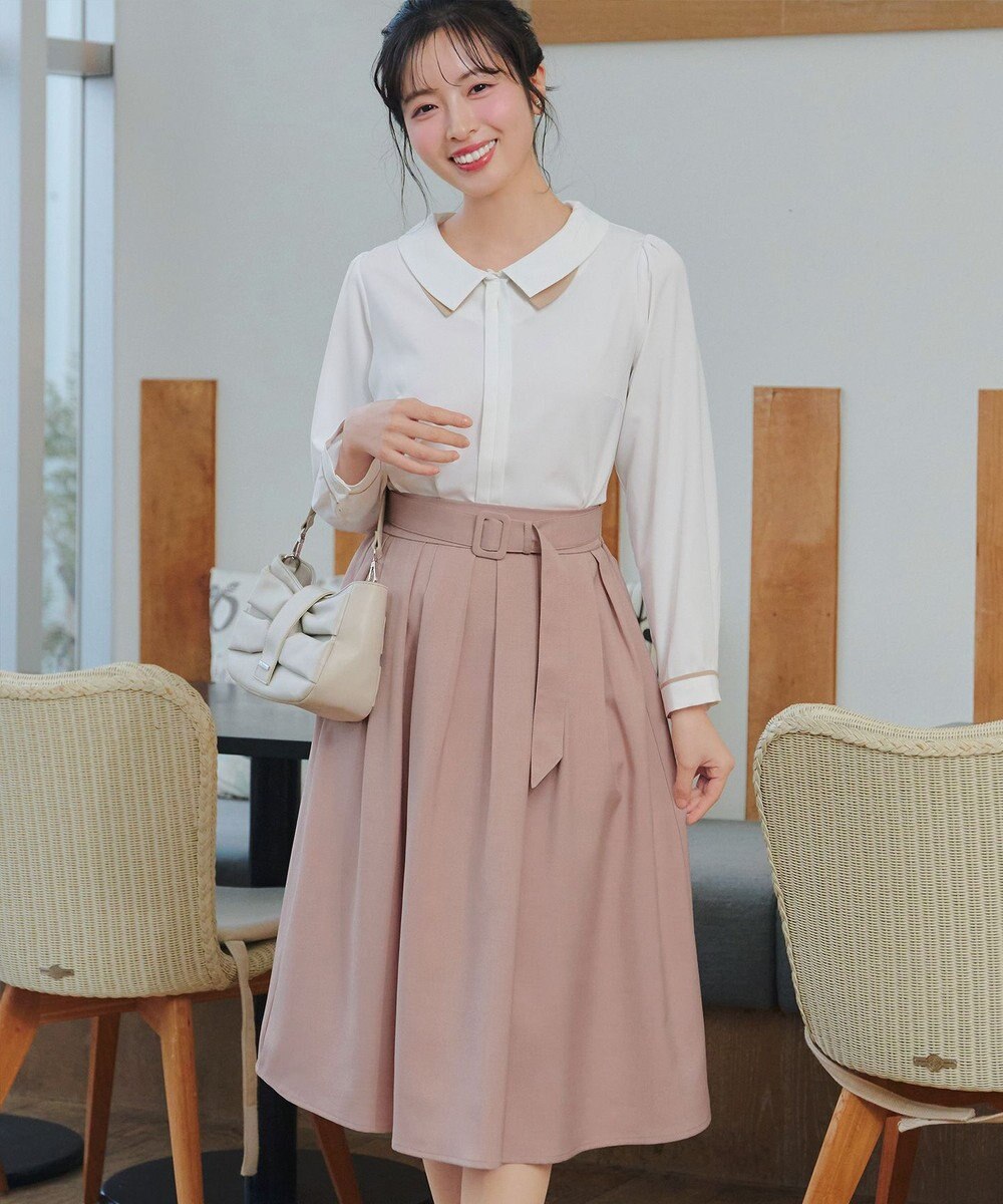 Tiaclasse L ベルト付きフレアスカート 