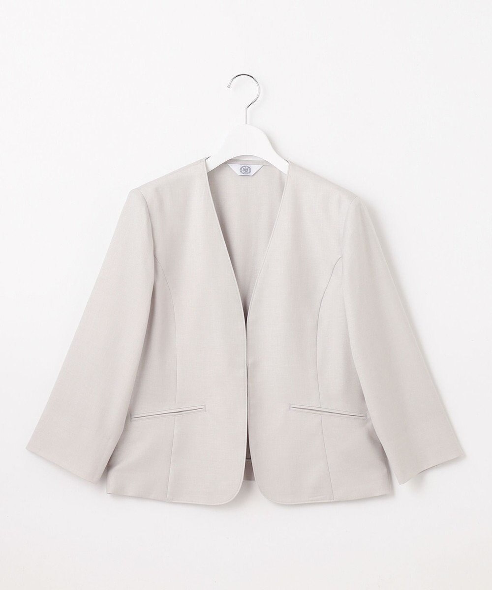 J.PRESS LADIES S 【セットアップ対応・洗える・UVケア・速乾】 OXIJEWELストレッチ ノーカラー ジャケット 