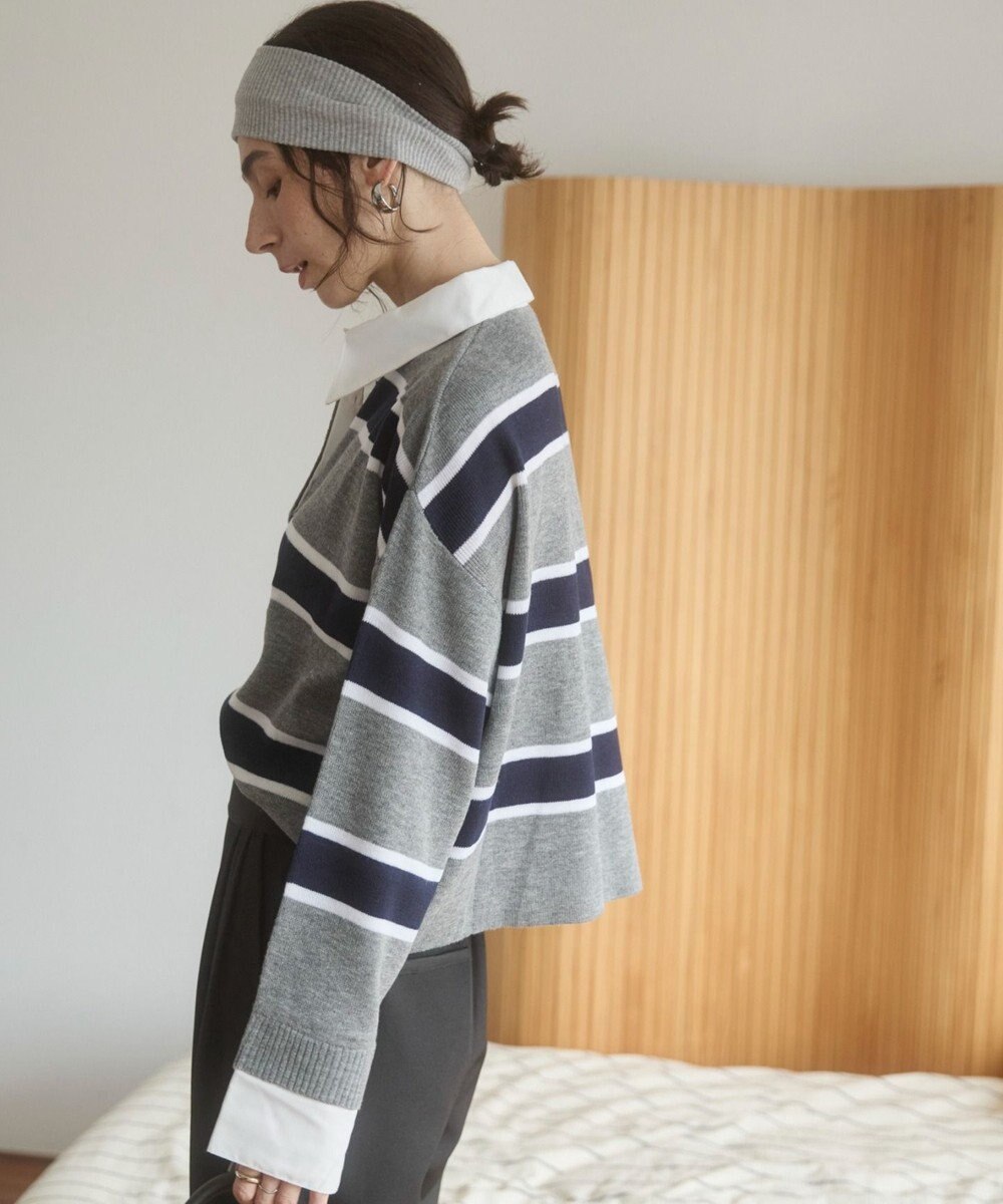 WEGO 【ANGIE VINTAGE】シャツ襟 ドッキング　フェイクレイヤード ニット トップス 