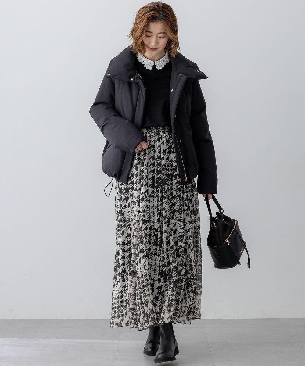23区 S 【洗える】ハウンドトゥースアートプリント ギャザー スカート 
