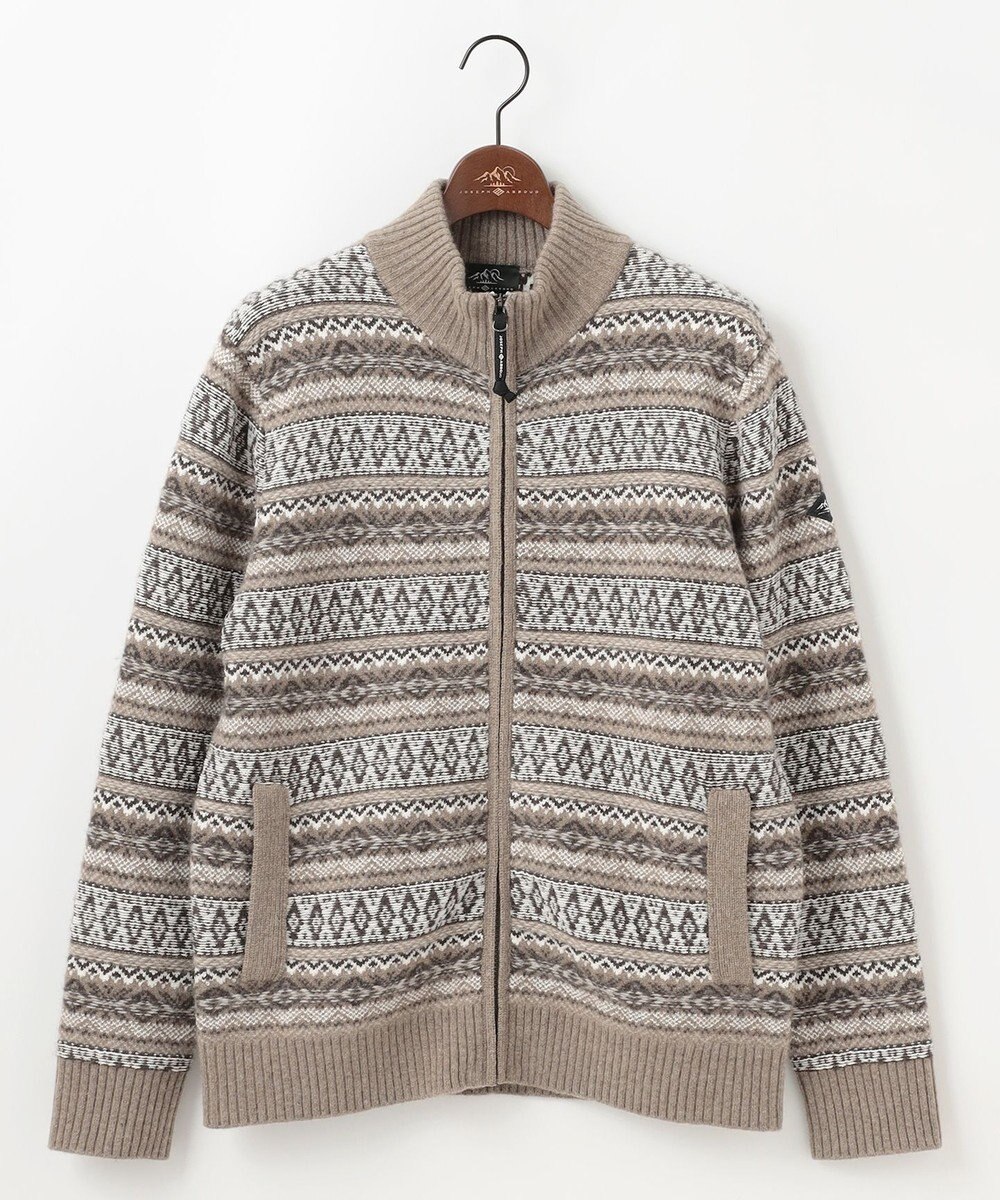 JOSEPH ABBOUD MOUNTAIN 【軽量/ソフト】ラム×モールジャカード ニットブルゾン 