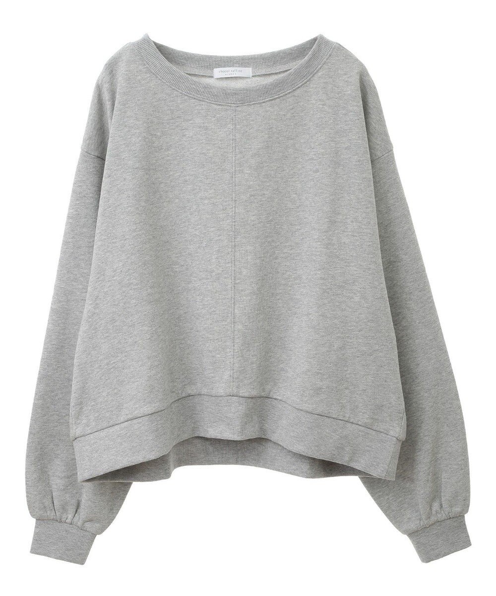 Green Parks ショート丈ラメ裏毛ボートネックプルオーバー 