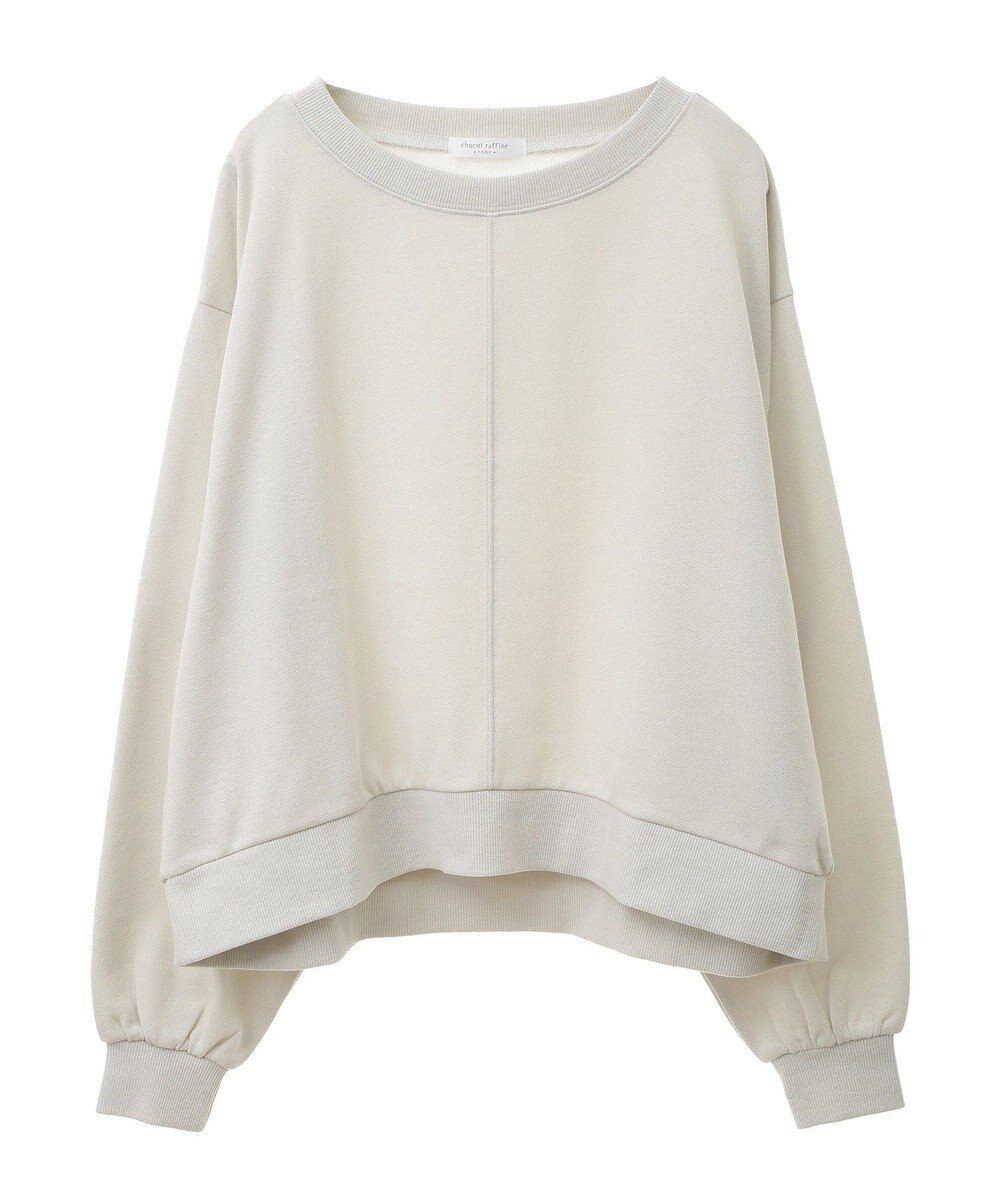 Green Parks ショート丈ラメ裏毛ボートネックプルオーバー 