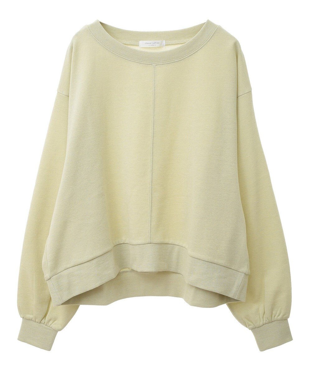 Green Parks ショート丈ラメ裏毛ボートネックプルオーバー 