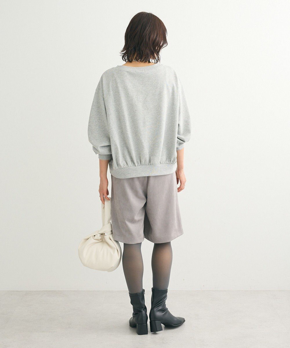 Green Parks ショート丈ラメ裏毛ボートネックプルオーバー 