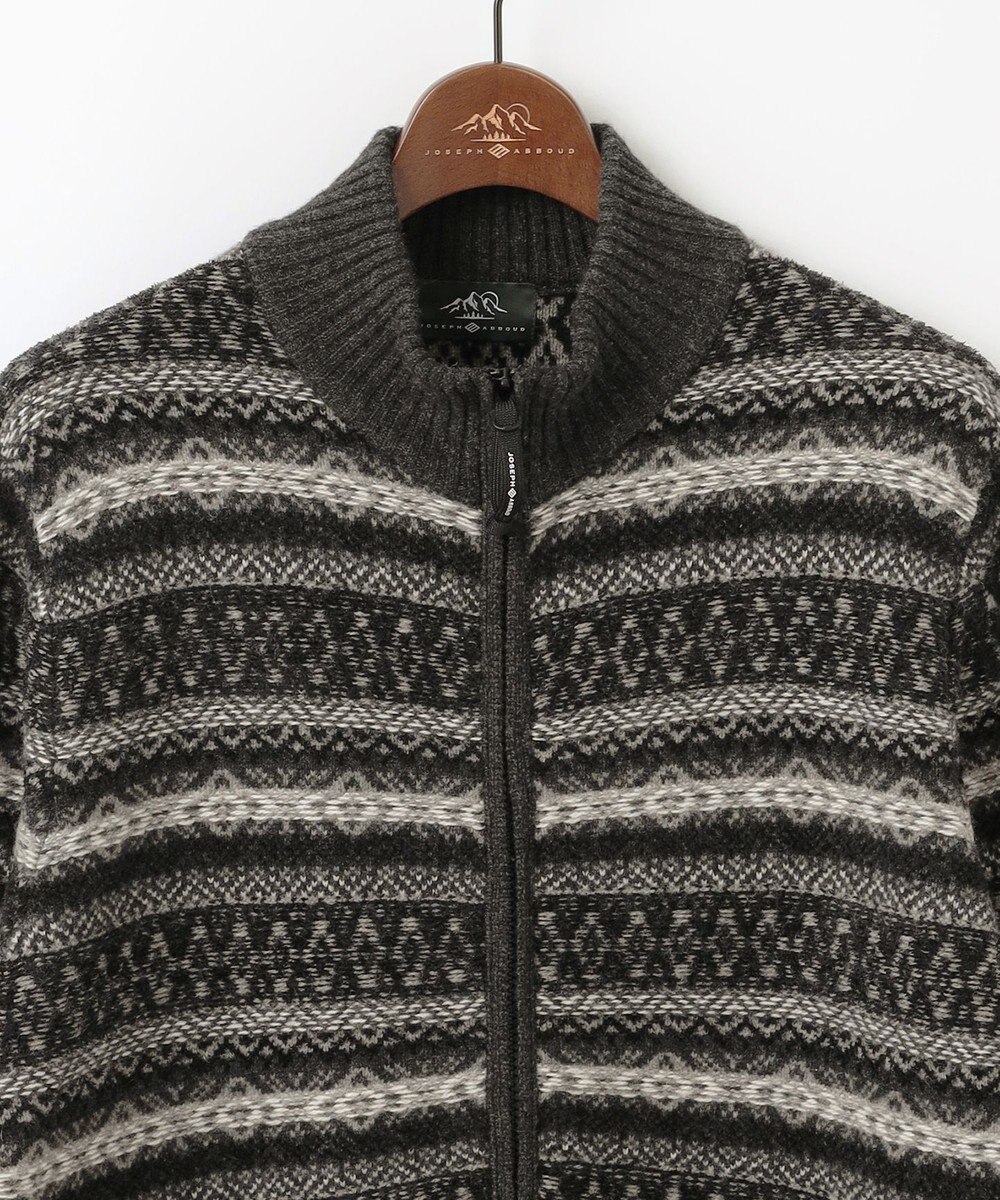 JOSEPH ABBOUD MOUNTAIN 【軽量/ソフト】ラム×モールジャカード ニットブルゾン 