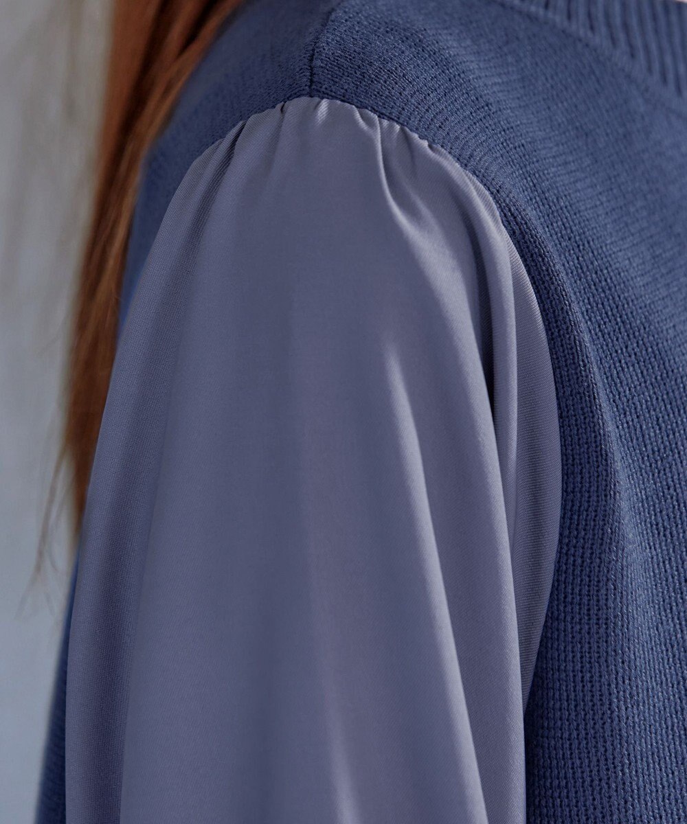 Tiaclasse L 【洗える】ボリュームリボン袖ニットコンビチュニック 