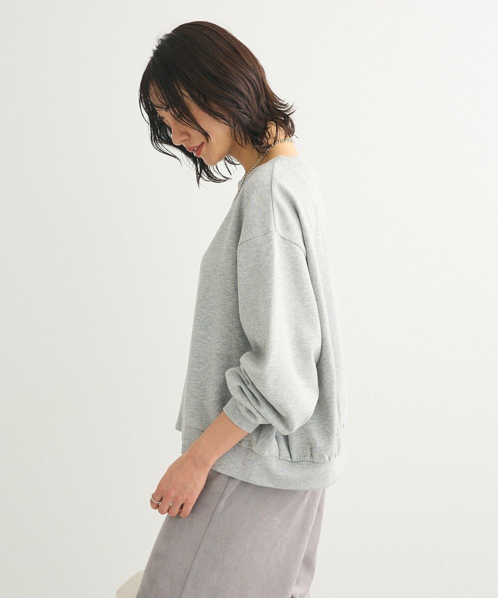 Green Parks ショート丈ラメ裏毛ボートネックプルオーバー 