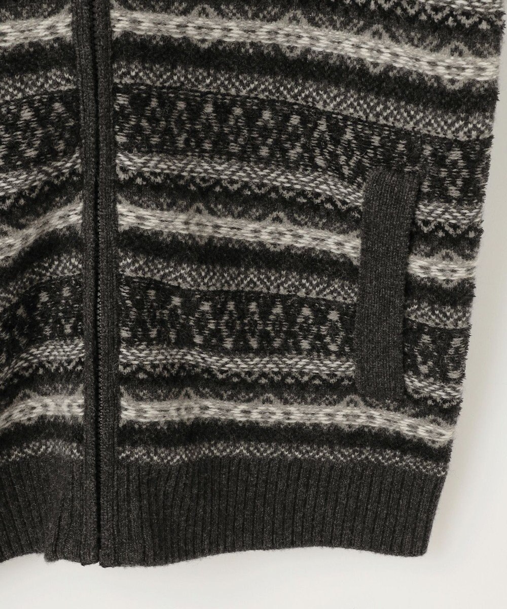 JOSEPH ABBOUD MOUNTAIN 【軽量/ソフト】ラム×モールジャカード ニットブルゾン 