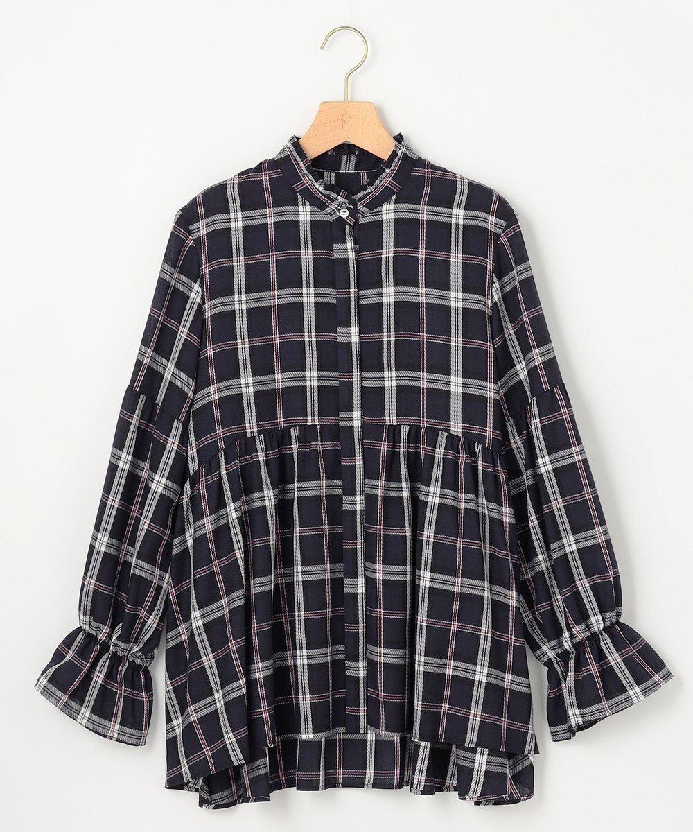 組曲 【WEB限定】シアーツイルチェック チュニックブラウス 