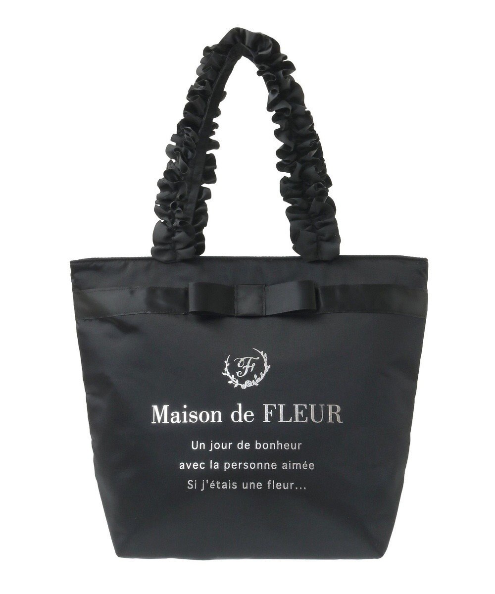 Maison de FLEUR ブランドロゴフリルハンドルトートMバッグ 