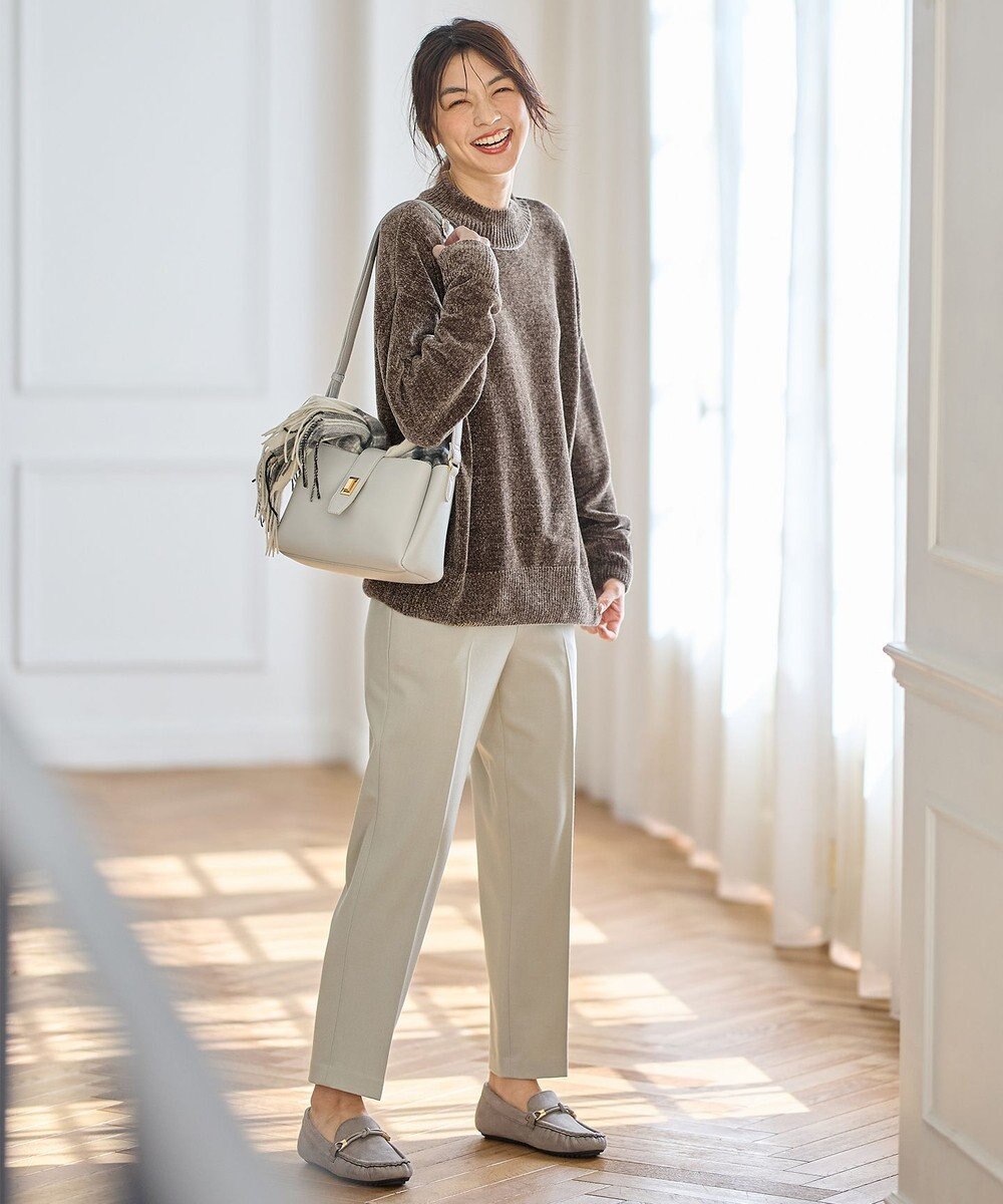 ANY 【洗濯機可/ストレッチ/ウエストゴム/裏起毛】マルチファンクションストレッチテーパードパンツ 