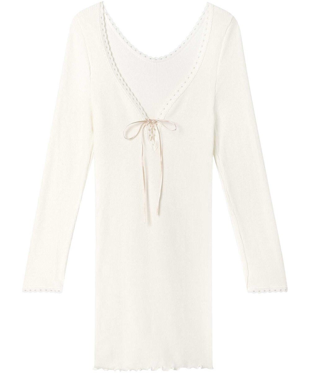 AMPHI あったかインナー 薄手 リブ素材 ９分袖 長袖 UWF360 アンフィ／ワコール 