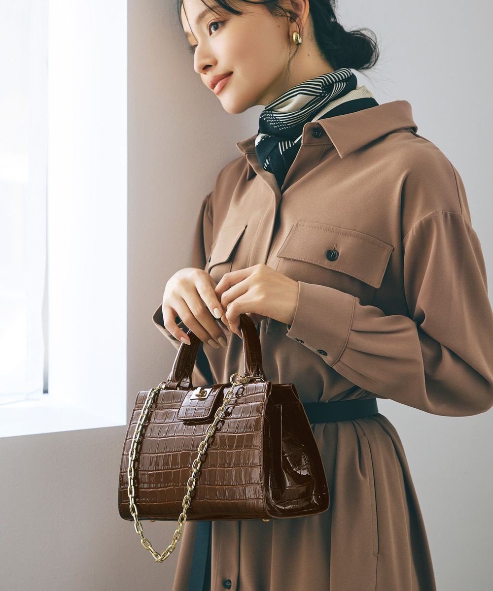 TOPKAPI 【TREASURE TOPKAPI】クロコ エナメル 2way ハンドバッグ 