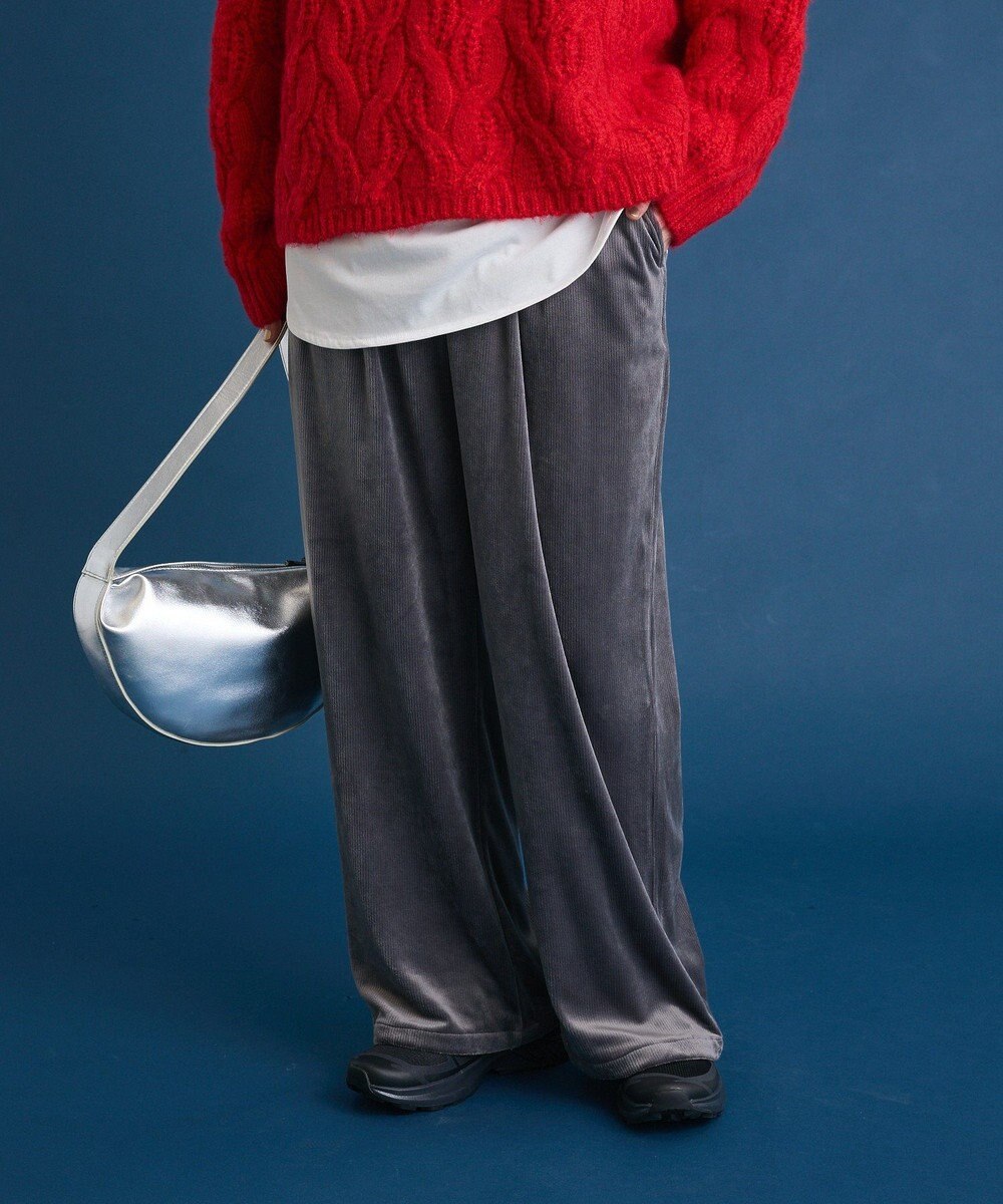 Green Parks ぽかぽか裏起毛ベロアイージーパンツ 