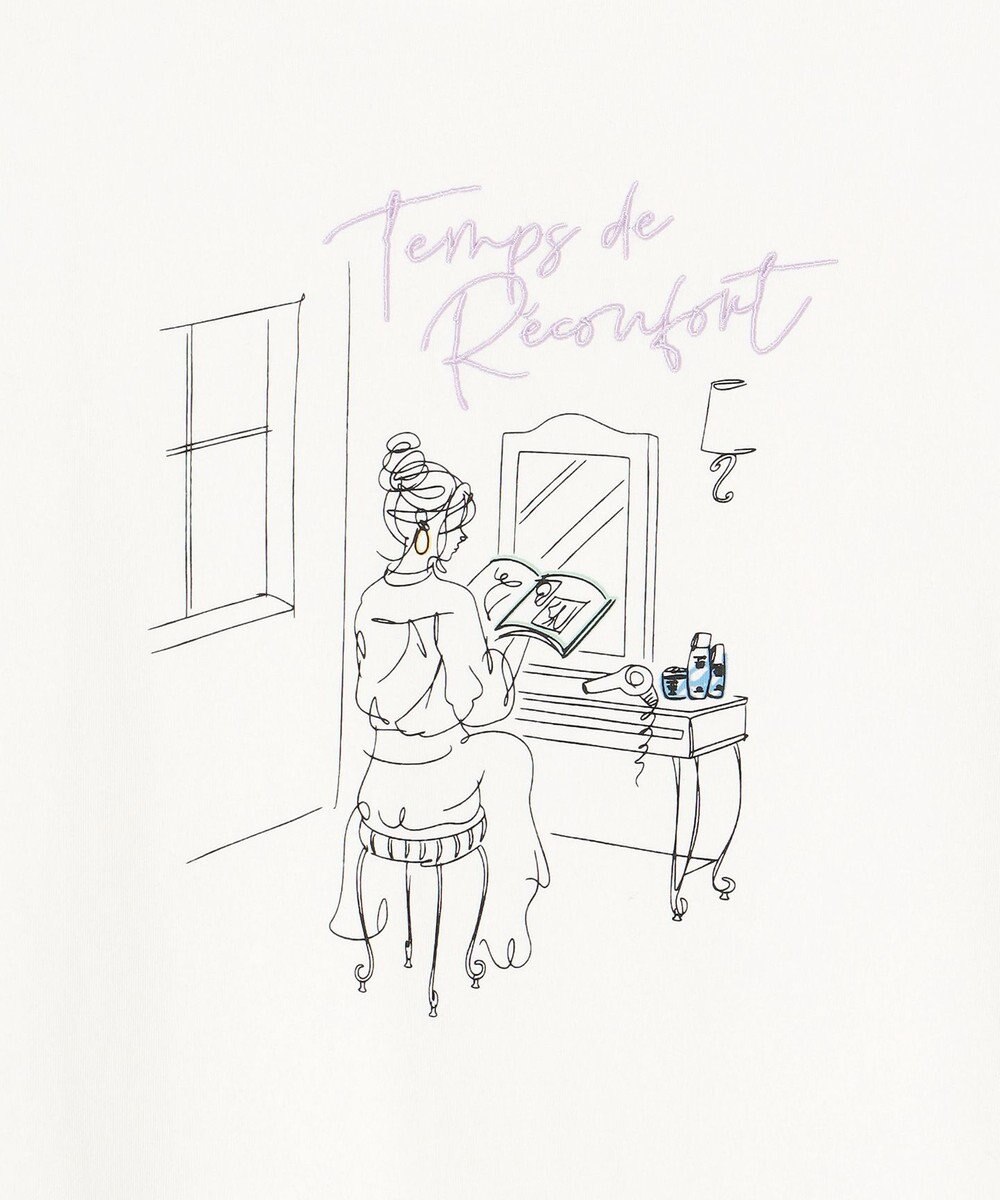 ANY SIS L 線画×刺繍ロゴ Tシャツ 