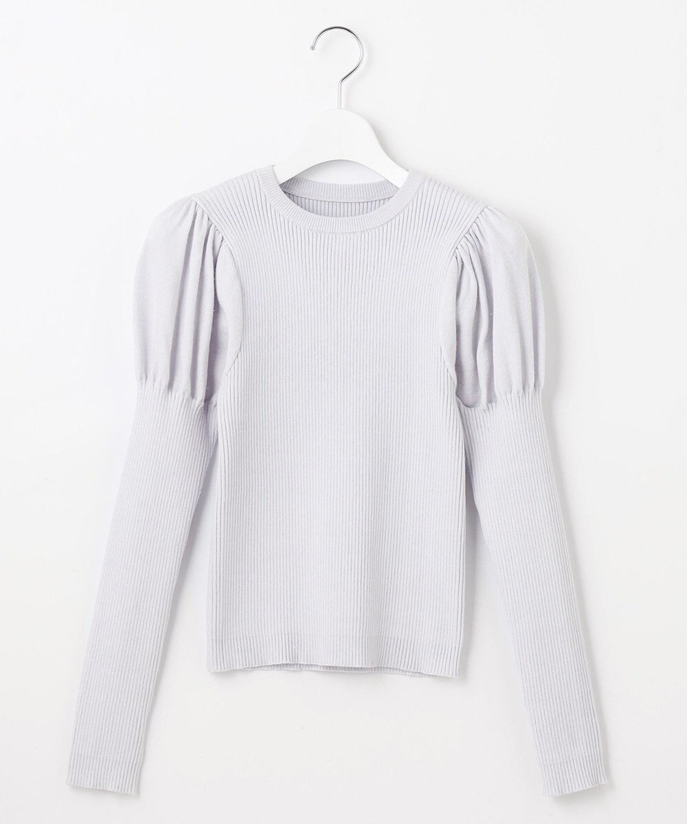 Feroux 【洗える】パフスリーブラメ ニット 