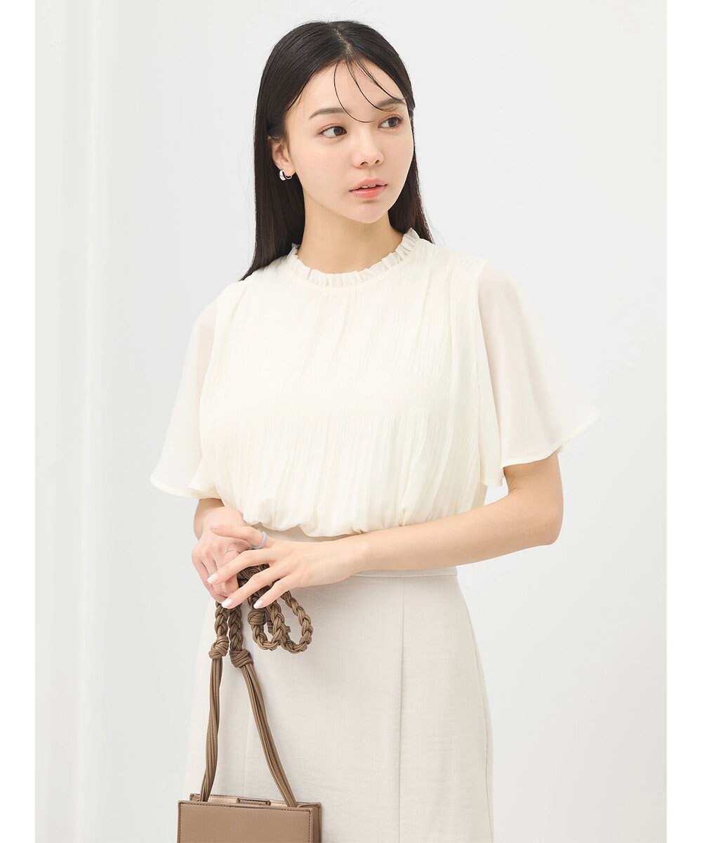 earth music&ecology マジョリカプリーツ半袖ブラウス 