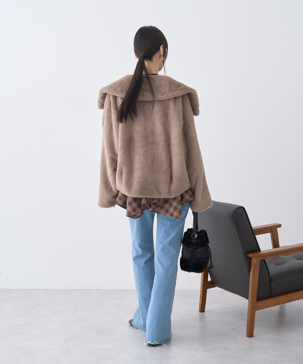 earth music&ecology ファーショートブルゾン 