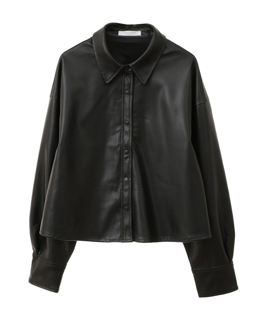 Green Parks ショート丈フェイクレザーシャツ 