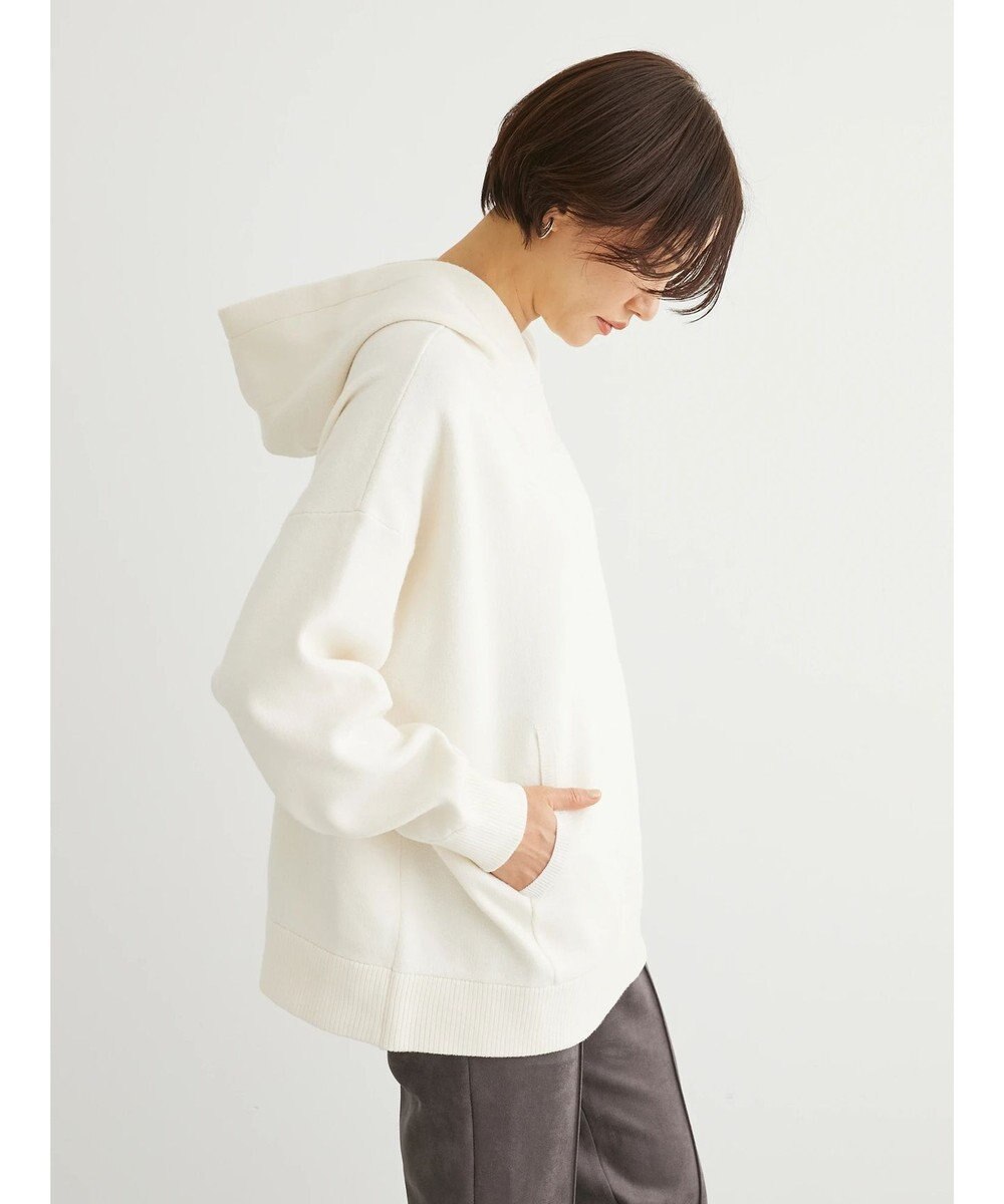 Green Parks スウェット風フード付ニットプルオーバー 