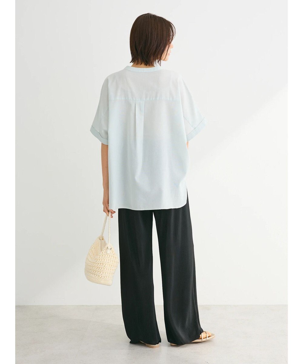 Green Parks 綿麻混フレンチスリーブスキッパーシャツ 