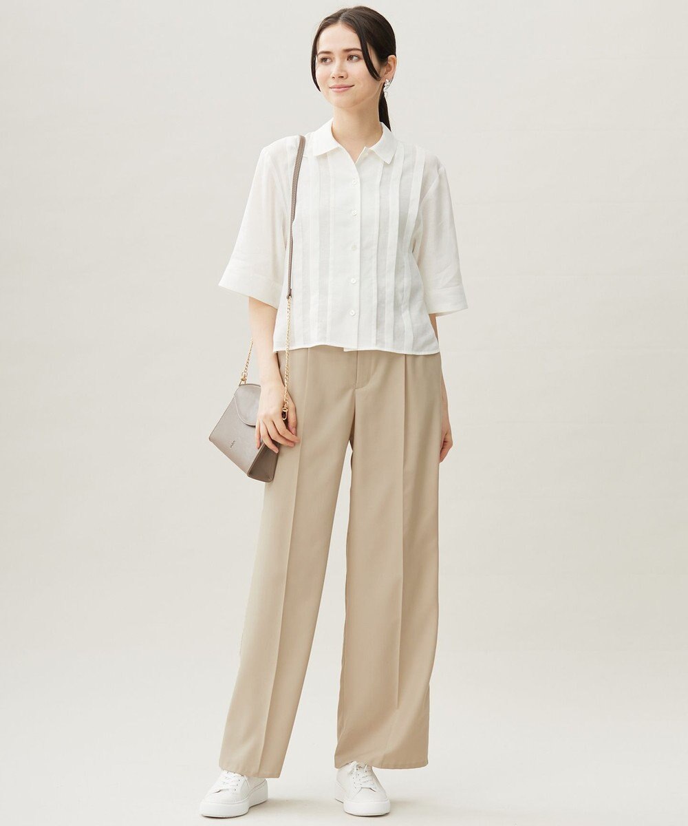 自由区 【カタログ掲載・接触冷感・洗える】シアーラミーローンクロップド丈 ブラウス 