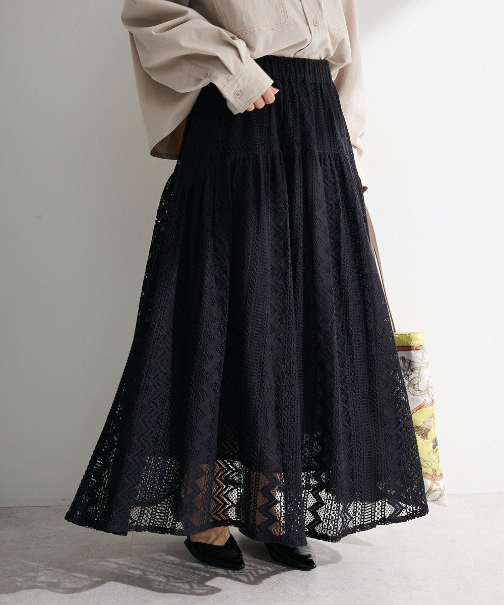 Green Parks ラウンド切替インドコットンレーススカート 