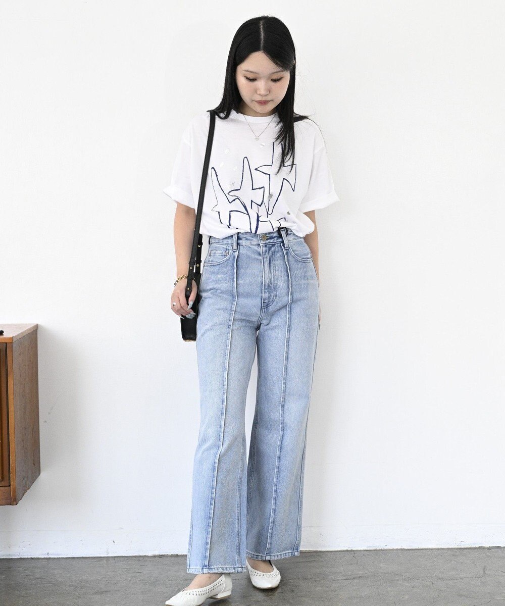 woadblue 【157】HW Semi Wide Flare TUCK Pants デニムパンツ 