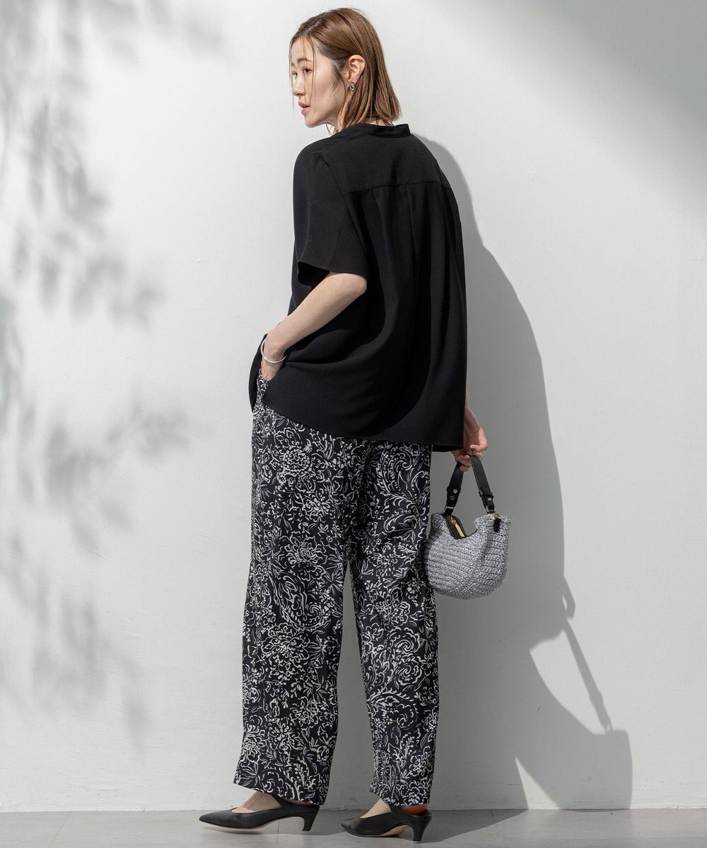 23区 【洗える】アンティークフラワープリント ワイド パンツ 