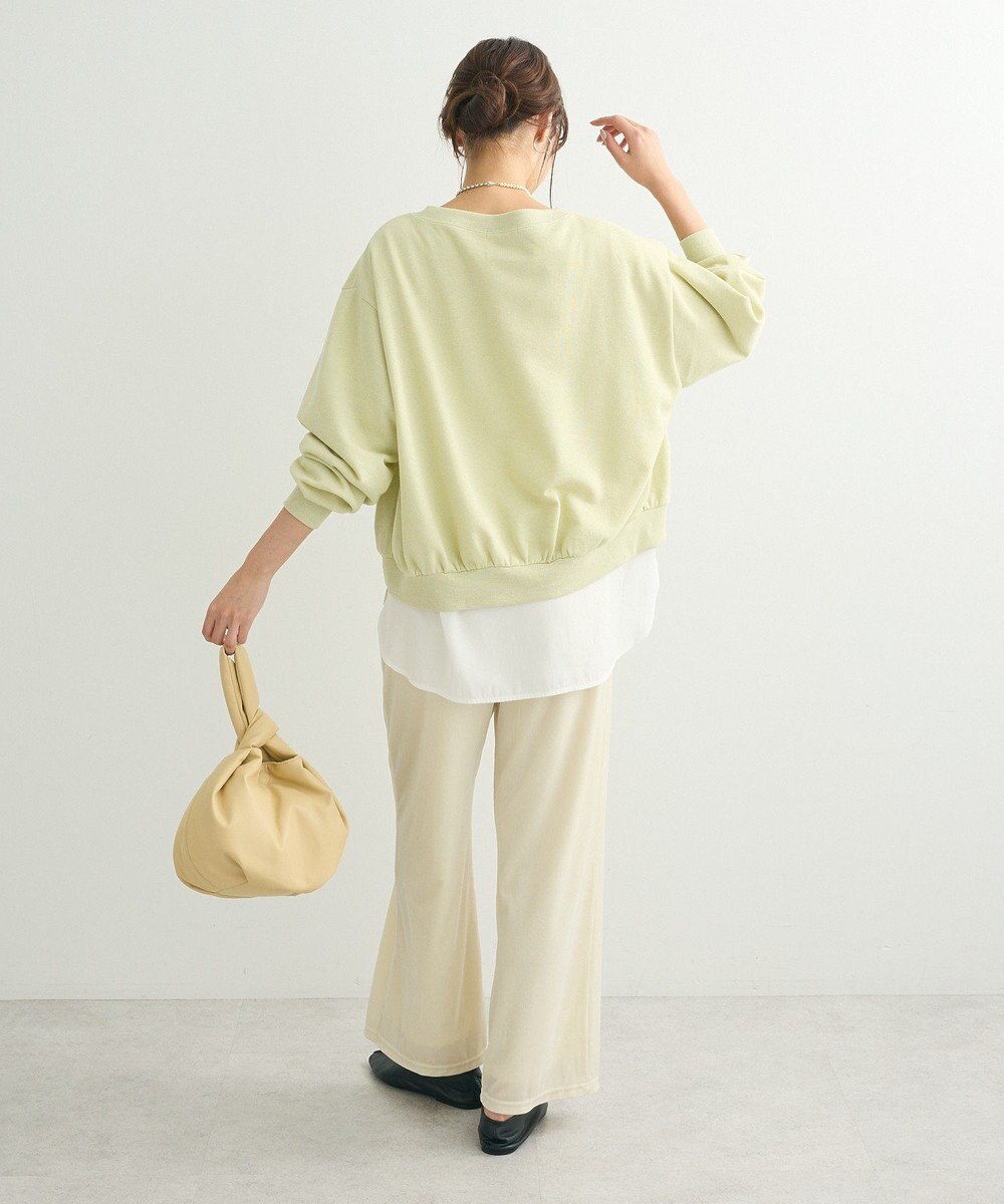 Green Parks ショート丈ラメ裏毛ボートネックプルオーバー 