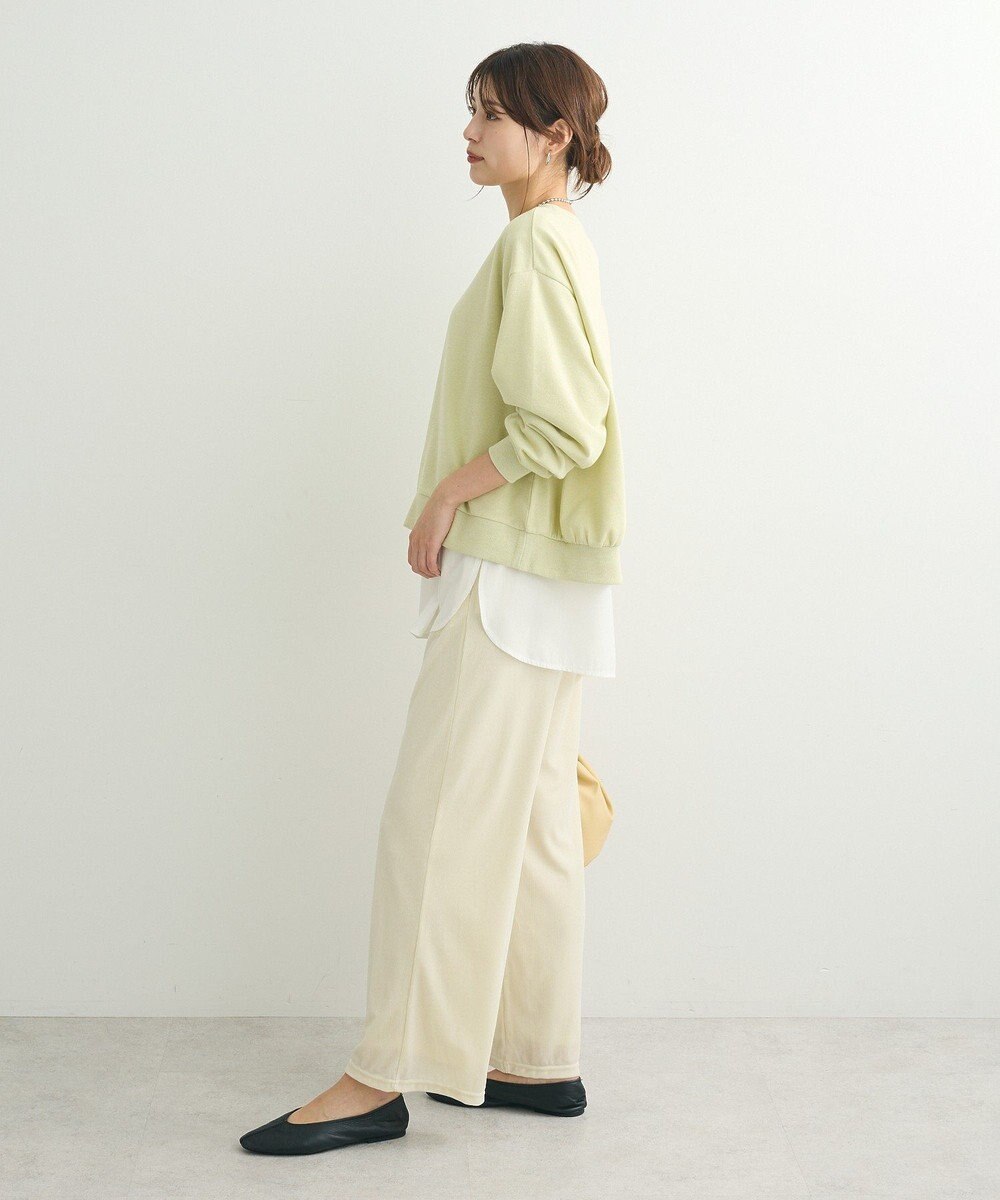 Green Parks ショート丈ラメ裏毛ボートネックプルオーバー 