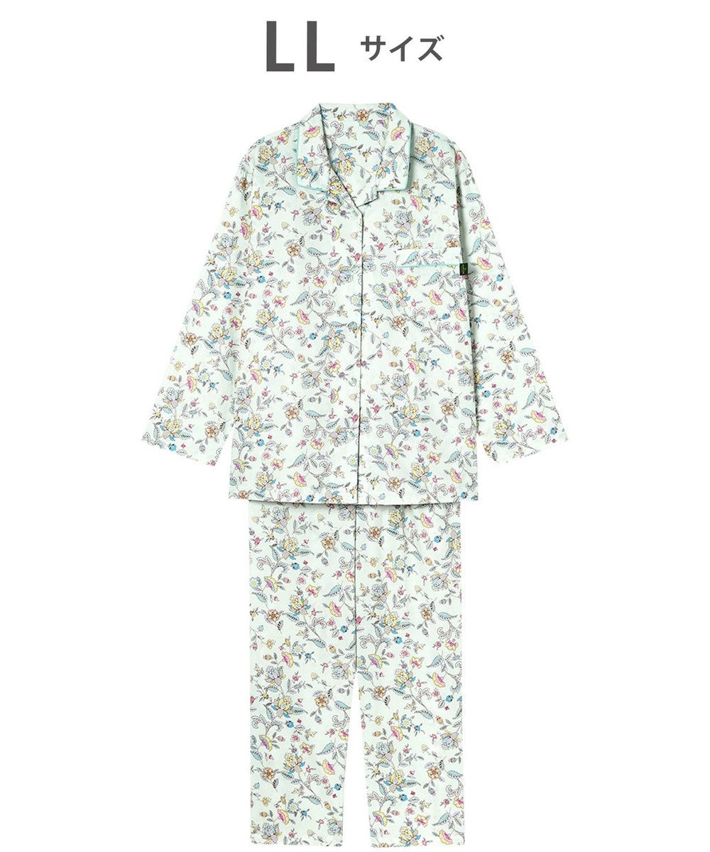 WACOAL ワコール_リラックス＆スリープ パジャマ 綿100%(本体) サテン 長袖 長ズボン ミントン レディース NDX555 /ワコール 