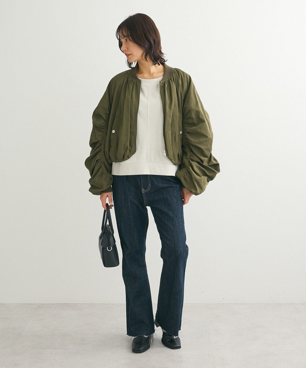 Green Parks ショート丈ラメ裏毛ボートネックプルオーバー 