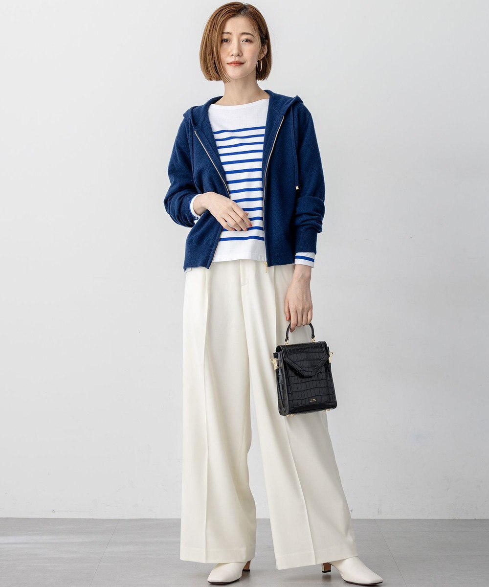 23区 S 【滝沢眞規子さん着用/CanCam11月号掲載】ナチュラルストレッチサキソニー タック ワイド パンツ 