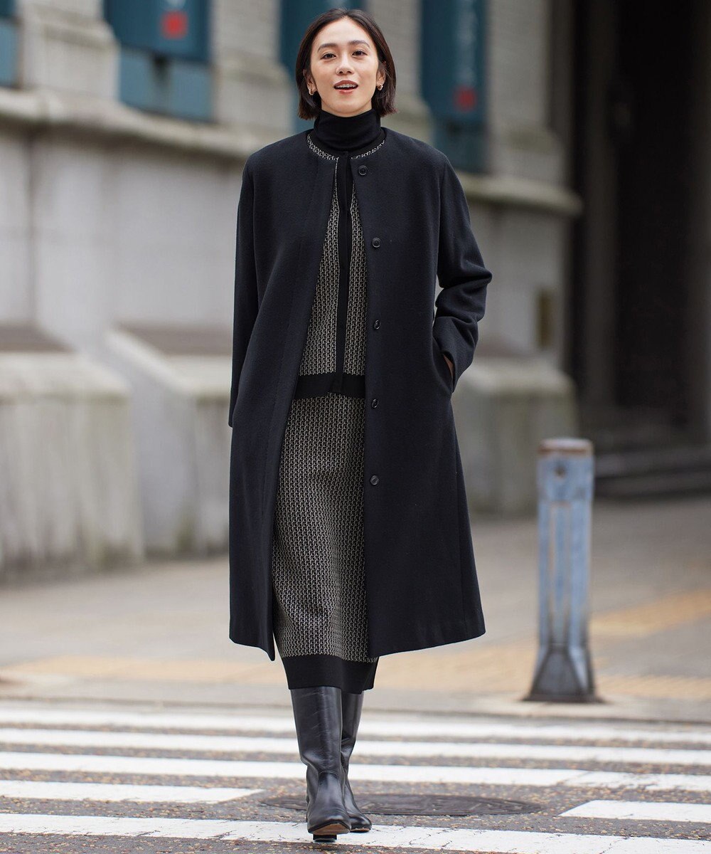 自由区 【洗える】リバーシブルニット セットアップ(カーディガン×タイトスカート) 