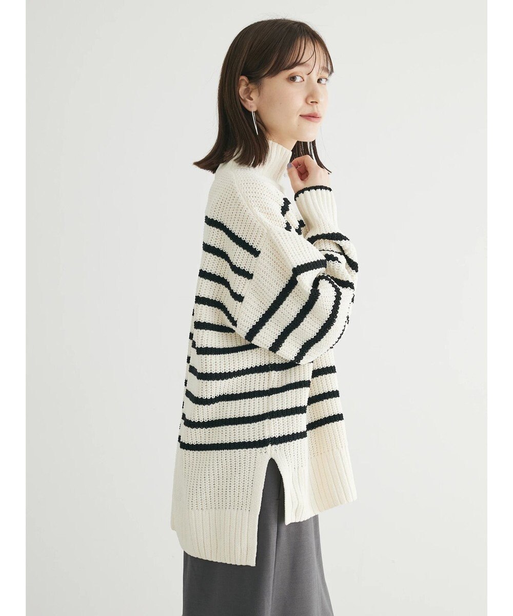 Green Parks ｍｏｋｏモール畦ニット前後差プルオーバー 